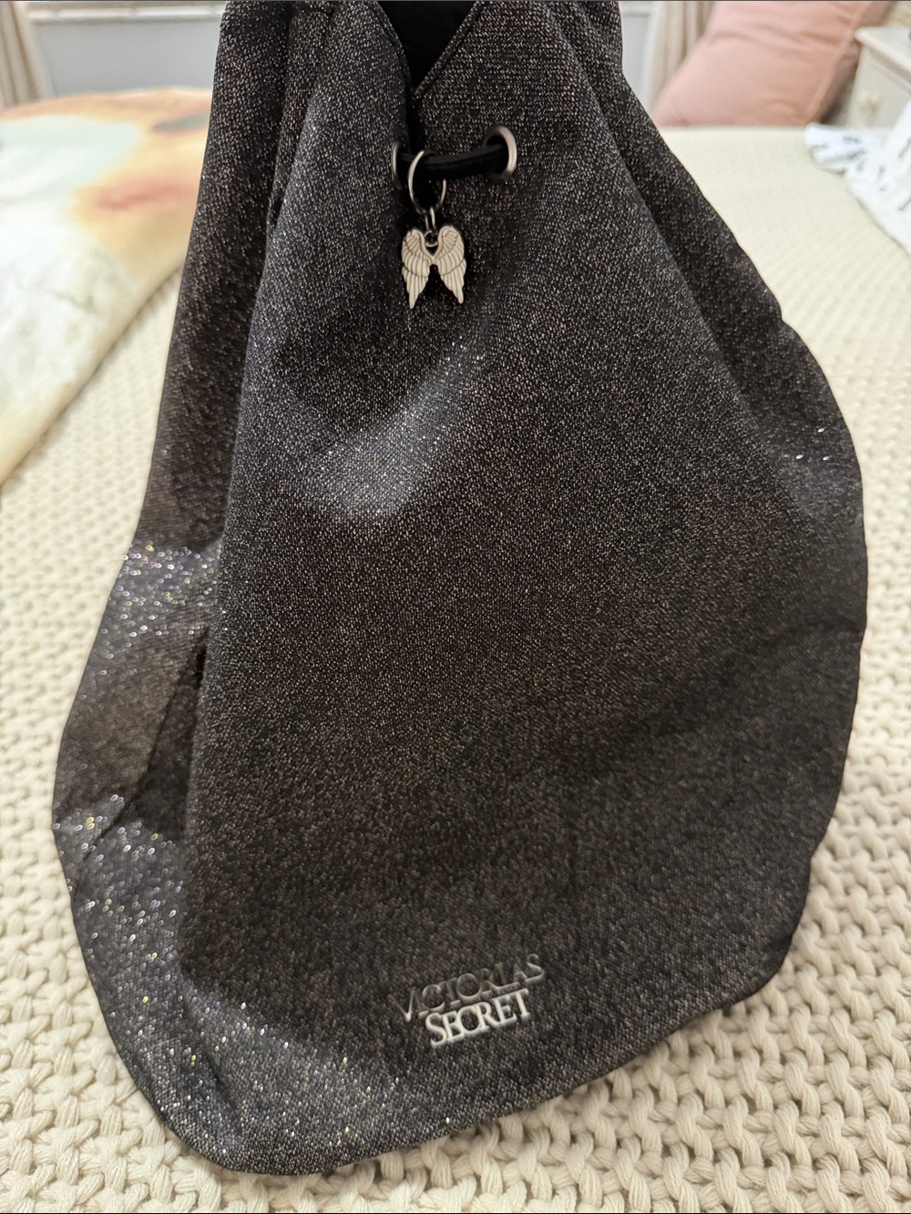 Victoria's Secret Black Sparkling Drawstring Backpack - Picture 8 of 13
